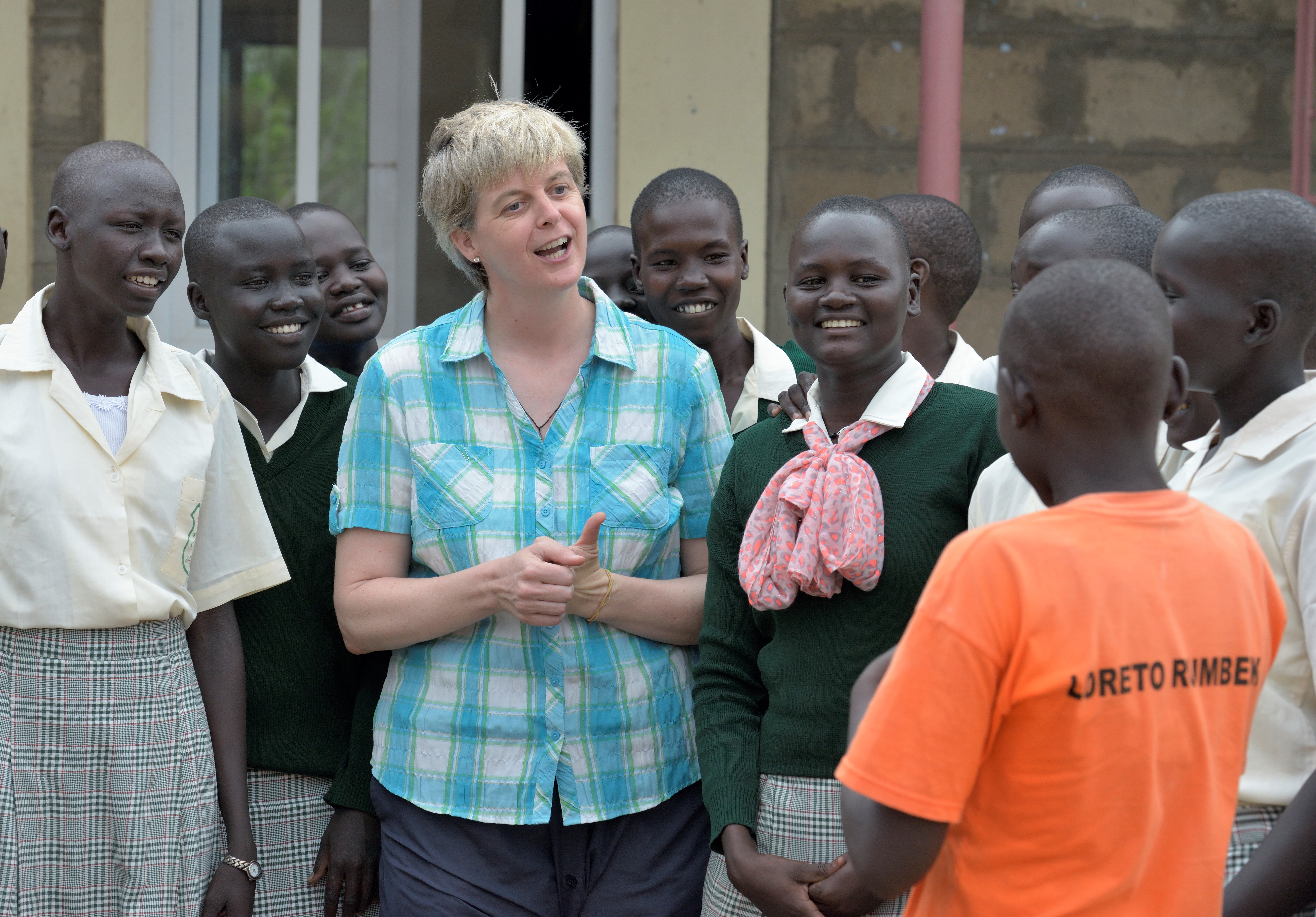 Sr. Orla Treacy with students at her school in Rumbek, South Sudan