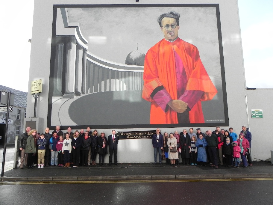 Unveiling of plaque at Hugh O'Flaherty Mural in Killarney